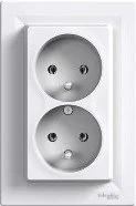 Gniazdka elektryczne - Schneider Gn. Podwójne z/u, białe Asfora (EPH9800221) - miniaturka - grafika 1