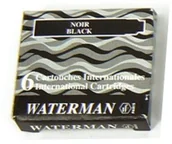 Naboje i atramenty - Waterman Nabój krótki czarny 6 sztuk AT032-2 - miniaturka - grafika 1