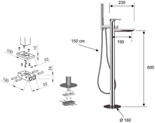 Sapho Corneli CE21 - Baterie wannowe i prysznicowe - miniaturka - grafika 2