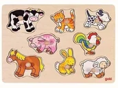 Układanki dla dzieci - Goki Układanka z uchwytami Zwierzęta wiejskie - miniaturka - grafika 1