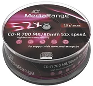 Nośniki danych - MediaRange MR201 półfabrykaty CD-R (52 X High-Speed, 700 MB/80 min., 25-częściowy Spindle) 4260057125002 - miniaturka - grafika 1