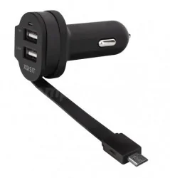 Xqisit Ładowarka samochodowa Dual z wbudowanym przewodem microUSB (20425) - Ładowarki samochodowe - miniaturka - grafika 3