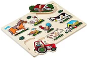 Puzzle - Small Foot by Legler Setzpuzzle """"""""""""""""Bauerei"""""""""""""""" aus bunt lackiertem Holz, beinhaltet 9 Puzzleteile mit süßen Farm-Motiven, mit Holzgriffen für kleine Finger, schult die Feinmotorik, für Kinder ab 2 Jahren - miniaturka - grafika 1