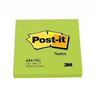 Etykiety samoprzylepne i bloki etykiet - POST-IT-3M Bloczek samoprzylepny POST-IT 654N) 76x76 mm 1x100 kart jaskrawy zielony - miniaturka - grafika 1