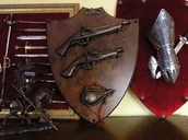 Repliki - broń - WŁOCHY ORYGINALNE TABLO Z PISTOLETAMI I PROCHOWNICĄ - miniaturka - grafika 1