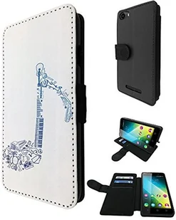 COOL 001665 - Music Note Made Up Of Different Music Instruments Guitar Piano Drum Design Wiko Lenny 2 Fashion Trend TPU Leder Brieftasche Flip Cover Book Wallet Credit Card Kartenhalter Case - Etui i futerały do telefonów - miniaturka - grafika 2