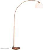 Lampy stojące - QAZQA Nowoczesna lampa łukowa miedziana z białym kloszem - Arc Basic - miniaturka - grafika 1