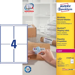 Zweckform Etykiety wysyłkowe białe, kryjące; A4, 100 ark./op., 99,1 x 139 mm, białe ZW253 - Etykiety do drukarek Zweckform Etykiety wysyłkowe białe, kryjące; A4, 100 ark./op., 99,1 x 139 mm, białe ZW253 - Etykiety do drukarek - miniaturka - grafika 2