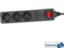 Listwy zasilające - InLine Listwa zasilająca 3 Schuko z ochroną OC oraz przełącznikiem czarn (16431P) - miniaturka - grafika 1