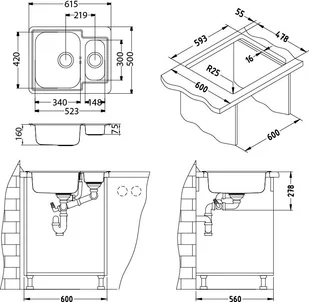 Alveus LINE START 50 stal SATYNA 1082435 - Zlewozmywaki - miniaturka - grafika 2