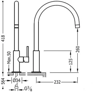 Tres Study 262.904.01 - Baterie umywalkowe - miniaturka - grafika 2