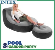 Karimaty - Fotel / Pufa z podnóżkiem Szary Ultra Intex (68564) - miniaturka - grafika 1