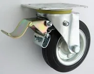 Kółka i bloczki - Zabi Koło metalowo-gumowe w obudowie skrętnej z hamulcem fi 160 - miniaturka - grafika 1