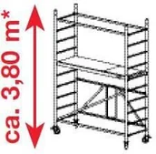 Rusztowania - Krause Rusztowanie jezdne składane, aluminiowe ProTec XS 3.8m robocza - miniaturka - grafika 1