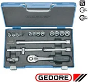 Klucze i nasadki - Gedore Zestaw zestaw nasadek 3/8 z grzechotką dwukierunkową, 17-częściowy D 3 (6239380) - miniaturka - grafika 1
