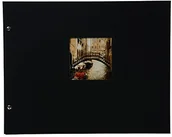 Albumy fotograficzne - Bella Goldbuch Vista 28977 skręcany album na zdjęcia, lniany, 40 czarnych stron przekładanych pergaminem, 39 x 31 cm, kolor: czarny 28 977 - miniaturka - grafika 1