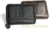 Portfele - Wild Portfel Skórzany Skóra Licowa Duży Pionowy Metalowy Suwak Czarny - miniaturka - grafika 1