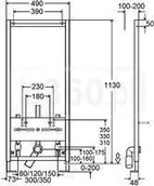 Stelaże i zestawy podtynkowe do WC - Viega Element do bidetu, do bidetu, wiszącego, rama stalowa, pokryta powłoka pro - miniaturka - grafika 1