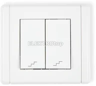 Wyłączniki światła i elektryczne - Karlik Łącznik Podwójny schodowy biały FWP-33 - miniaturka - grafika 1