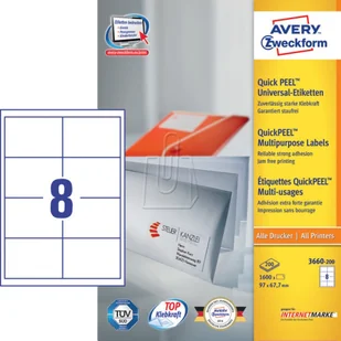 Avery Zweckform Etykiety Zweckform 97x67,7 Trwałe 220ARK 1760 Etykiet Białe 200 Arkuszy + 20 Arkuszy EXTRA ZW548 - Etykiety do drukarek - miniaturka - grafika 2
