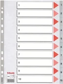 Przekładki do segregatorów - Esselte Przekładka 1-10 plastikowe PP A4 numeryczne szare - N0392 NB-5494 - miniaturka - grafika 1