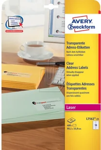Avery Zweckform Etykiety adresowe Zweckform przezroczyste 99,1 x 33,9mm 25 ark./op. L7562- - Etykiety samoprzylepne i bloki etykiet - miniaturka - grafika 3