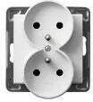 Gniazdka elektryczne - Ospel Gniazdo ścienne modułowe SONATA Podwójne z/u do montażu w ramki biały - miniaturka - grafika 1