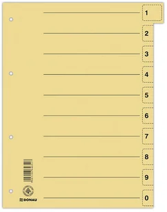 Donau Przekładka karton, A4, 235x300mm, 0-9, 1 karta z perforacją, żółta 8611001-11 - Pudła i kartony archiwizacyjne - miniaturka - grafika 3