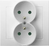 Gniazdka elektryczne - Ospel Kier Gniazdo Podwójne z uziemieniem 16A/250~, IP20 Biały - GP-2WZP/00 - miniaturka - grafika 1