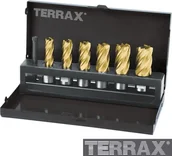 Wiertła - TERRAX zestaw koronowych HSS-TiN chwytem Weldon (3/4), szlifowanych techniką CBN, w kasecie przemysłowej (A108820T) - miniaturka - grafika 1