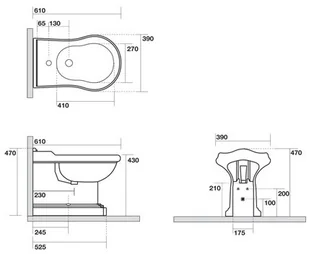 Kerasan Retro Bidet stojący 39x43 cm, biały 102201 - Bidety - miniaturka - grafika 2
