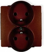 Gniazdka elektryczne - Karlik Gniazdo Podwójne do ramki z uziemieniem 2x2P+Z 9DGPR-2z brązowy metalik - miniaturka - grafika 1