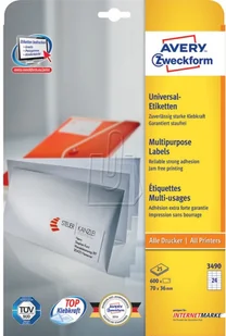Avery Zweckform Etykiety uniwersalne Zweckform trwałe 70 x 36mm 25 ark./op. 3490 - Etykiety samoprzylepne i bloki etykiet - miniaturka - grafika 3