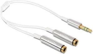 Delock Impakt ADAPTER JACK STEREO MINI(M) 3,5MM 3-PIN->JACK STEREO MINI(F) 3-PIN X2 BIAŁY 25CM - Złącza, przejściówki, adaptery - miniaturka - grafika 2