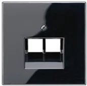 Klawisze i ramki - Jung LS 990 Czarny Pokrwya gniazda UAE x2 LS969-2UASW - miniaturka - grafika 1