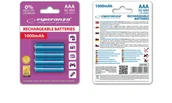 Ładowarki i akumulatory - Esperanza EZA102B Akumulatorki Ni-MH AAA 1000MAH 4 SZTUKI - NIEBIESKIE EZA102B - 5901299923207 - miniaturka - grafika 1