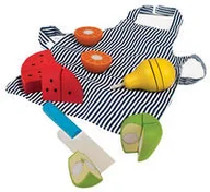 Zabawki AGD - Bigjigs Toys Owoce do krojenia z fartuszkiem Ltd - miniaturka - grafika 1