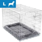 Sprzęt podróżny i transportery dla psów - Bitiba a Klatka transportowa Double Door z wygodną poduszką, L - Dł. x szer. x wys.: 89 x 60 x 66 cm - miniaturka - grafika 1