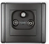 Gniazdka elektryczne - Karlik Gniazdo abonenckie RTV-SAT końcowe 1,5dB grafitowy 11FGS - miniaturka - grafika 1