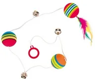 Zabawki dla kotów - Trixie Piłki Tęczowe Na Gumce Z Piórkiem - miniaturka - grafika 1
