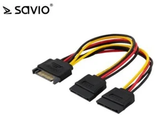 Elmak SAVIO AK-17 Kabel zasilający/ adapter SATA 15pin M - 2xSATA 15pin F 1_568945 - Kable komputerowe i do monitorów - miniaturka - grafika 2