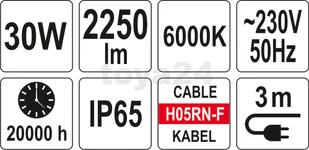 Yato REFLEKTOR DIODOWY 30W ZE STOJAKIEM YT-81810 YATO YT-81810 - Lampy ogrodowe - miniaturka - grafika 12