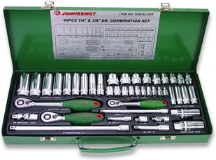 JONNESWAY ZESTAW 45SZT. NASADEK 1/4 i 3/8 (S04H52345S) - Zestawy narzędziowe - miniaturka - grafika 2