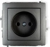 Gniazdka elektryczne - Karlik Gniazdo Pojedyncze bez uziemienia 2P 11DGP-1 grafitowy - miniaturka - grafika 1