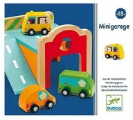 Tory, garaże, parkingi - Djeco Drewniany garaż z autkami - miniaturka - grafika 1