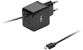 Ładowarki i akumulatory - Aiino Wall Charger USB zasilacz sieciowy ładowarka gniazdko 2 A Wbudowany przewód USB micro, czarny 8050444843093 - miniaturka - grafika 1