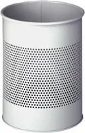Kosze biurowe - Durable Kosz na śmieci okrągły metalowy 15l perforacja 165mm szary - miniaturka - grafika 1