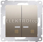 Wyłączniki światła i elektryczne - Kontakt Simon DW7/2L.01/44 Łącznik krzyżowy podwójny z podświetleniem; złoty (me - miniaturka - grafika 1
