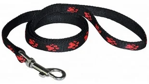 Chaba Smycz Taśma 16 czarna w czerwone łapki 13633 - Smycze dla psów - miniaturka - grafika 2