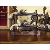 Repliki - broń - WŁOCHY ZESTAW SREBRNYCH PISTOLETÓW POJEDYNKOWYCH - miniaturka - grafika 1